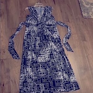 Eliza J Navy and White Maxi Dress